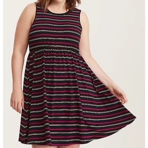 Torrid multicolor stripe jersey skater dress size2